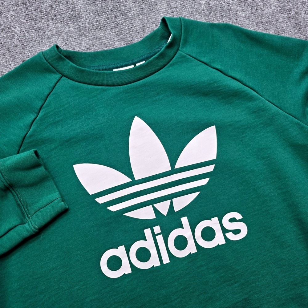 Adidas Originals Men's XL Green Adicolor Trefoil Big Logo Crewneck Sweatshirt